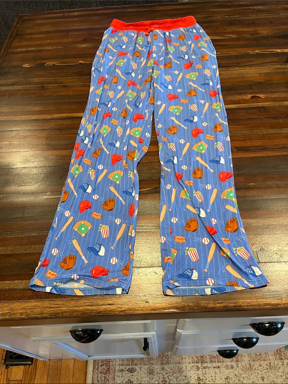 Women’s little sleepies Blue Baseball-Print Pajama Pants medium